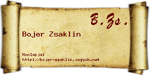 Bojer Zsaklin névjegykártya